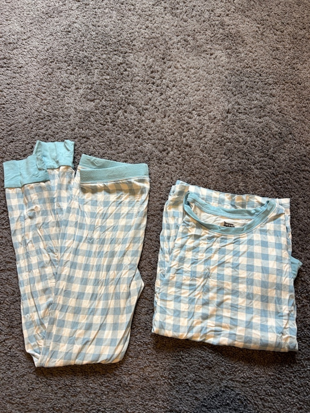 Dream big little co. Light Blue Gingham long sleeve Pajama Set. Size 9/10